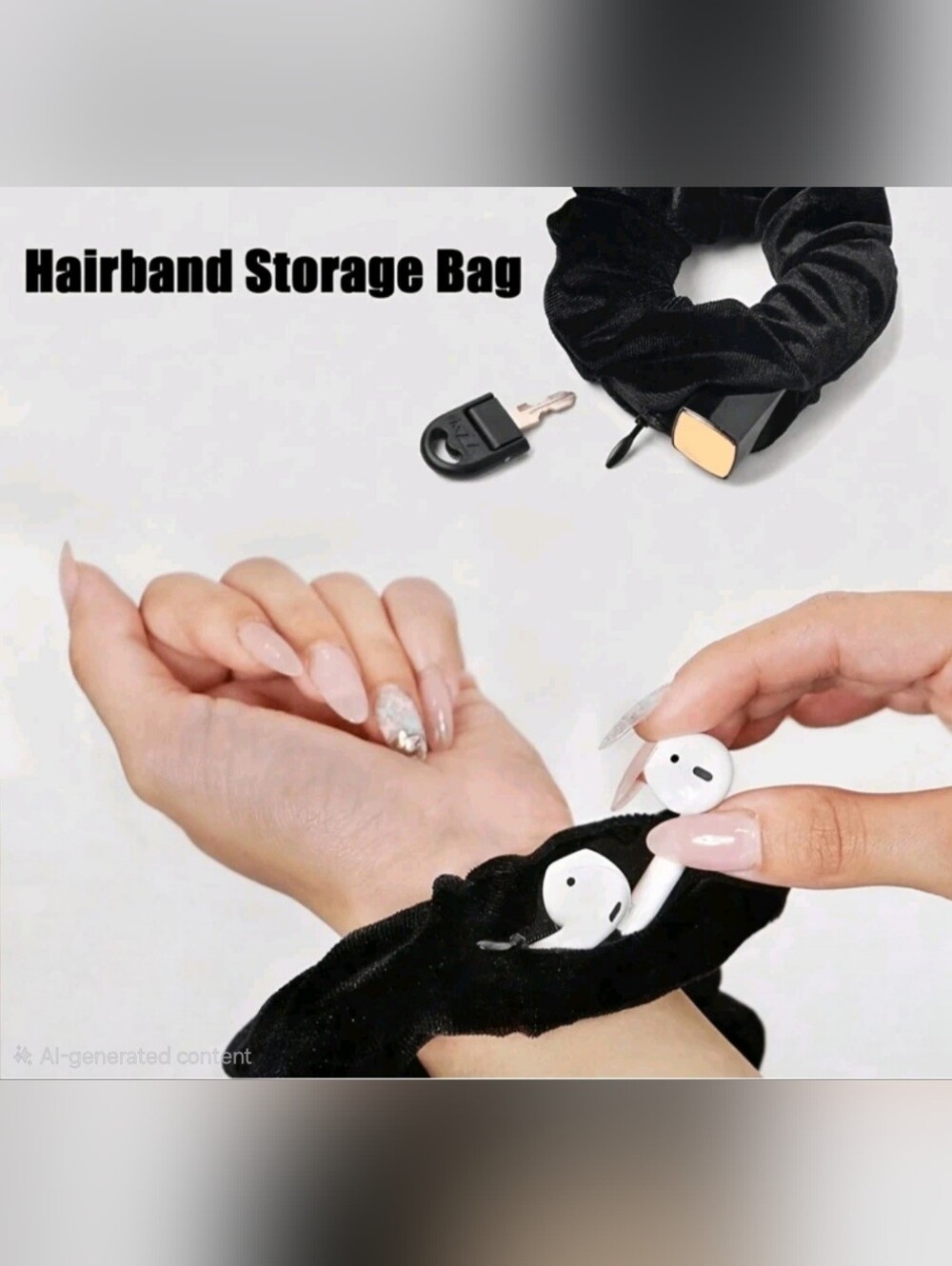 Pocket Scrunchie - Hidden Pocket Zipper Scrunchie | Hair Tie/Wrist Wallet - Picture 3 of 10